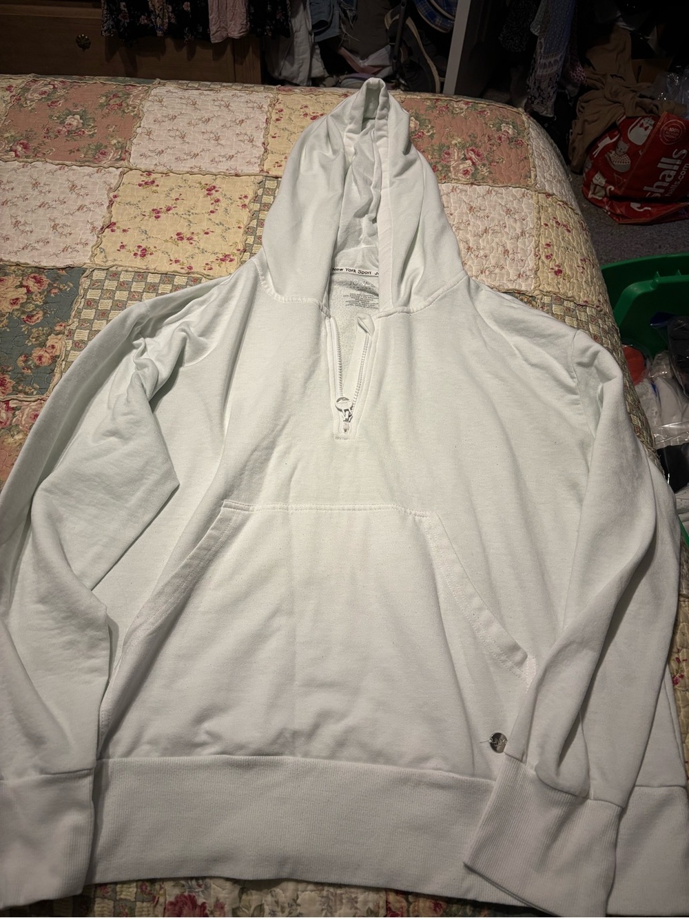 Jones New York White Hooded Pullover Shirt 2XL